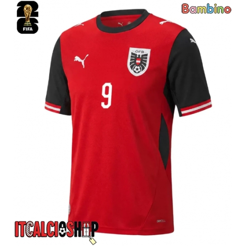 Austria Marcel Sabitzer #9 Prima Maglia Bambino Mondiali 2026 Manica Corta (+ Pantaloni corti)